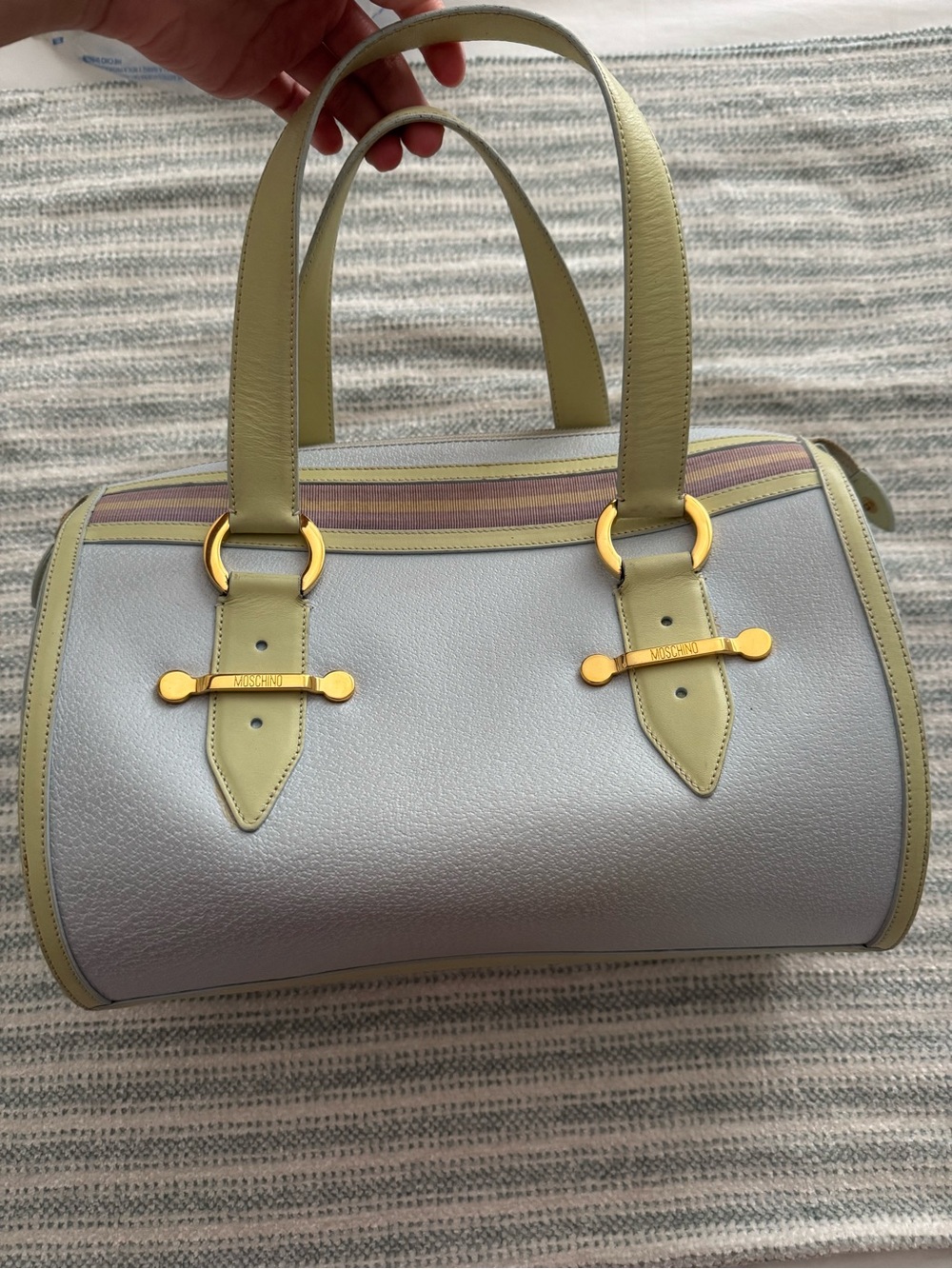 Moschino Leather Satchel with Gold Hardware